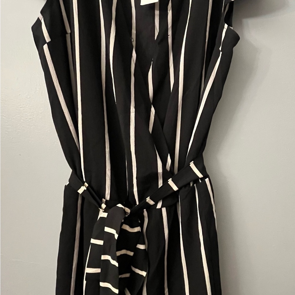 Black and White Striped Women's Romper